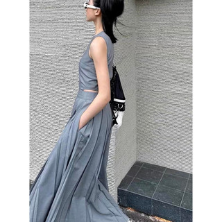 Váy ghi 3 lỗ xếp ly dài ECLIPSE CLOTHING