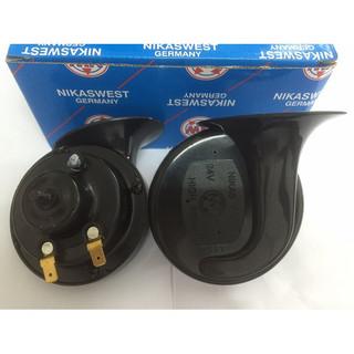 Combo 2 còi sên Đức Northwest 12V hoặc 24V ô tô màu sắc đen, chất liệu sắt, thép hợp kim