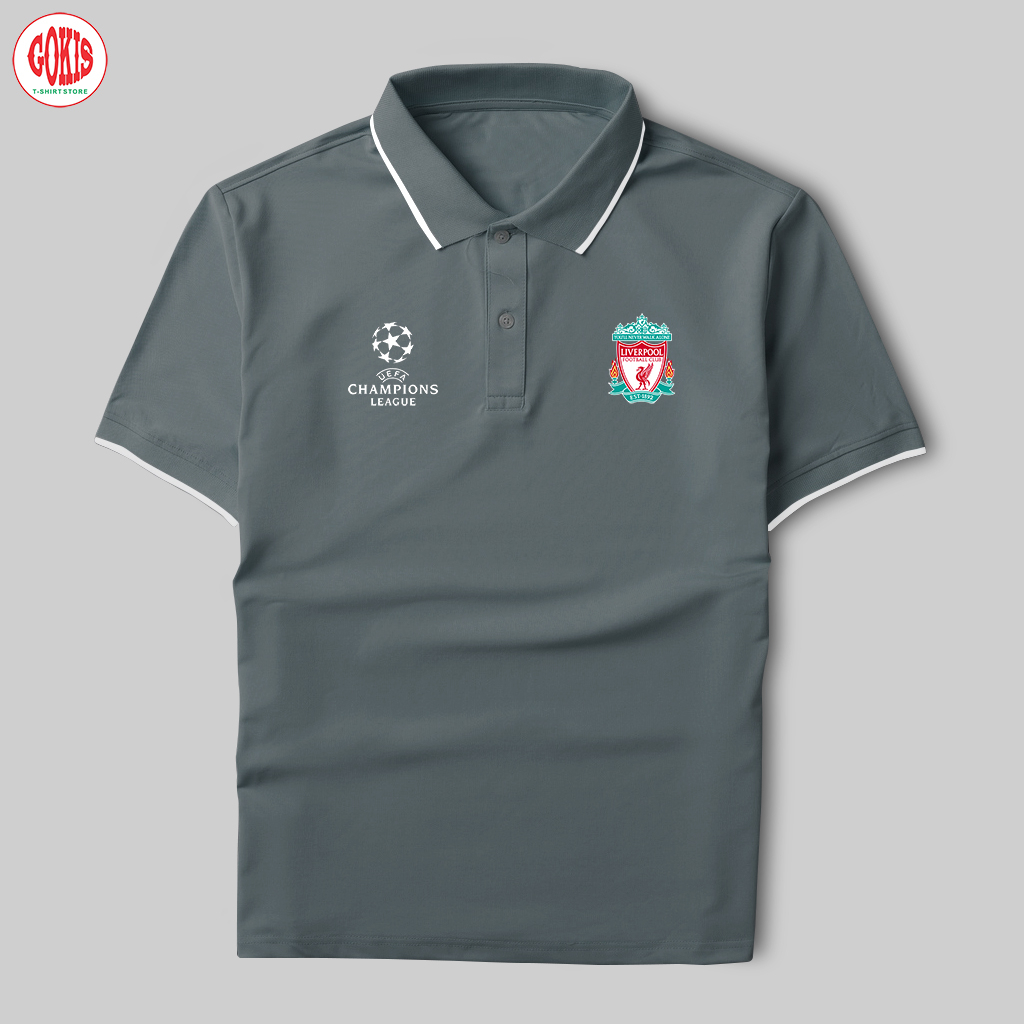 Áo polo Liverpool vải polo cá sấu không xù lông - Áo thun nam có cổ in logo CLB cup C1 đầy đủ size Gokis shop