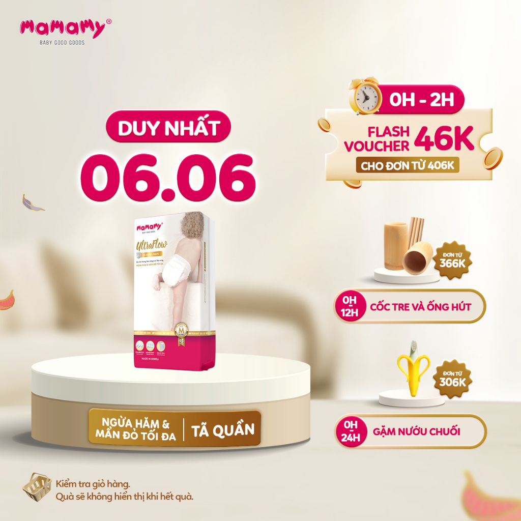 Tã quần ngừa hăm và mẩn đỏ tối đa Mamamy Nhập khẩu Hàn Quốc siêu mỏng, siêu thấm hút size M44/L42/XL32/XXL41