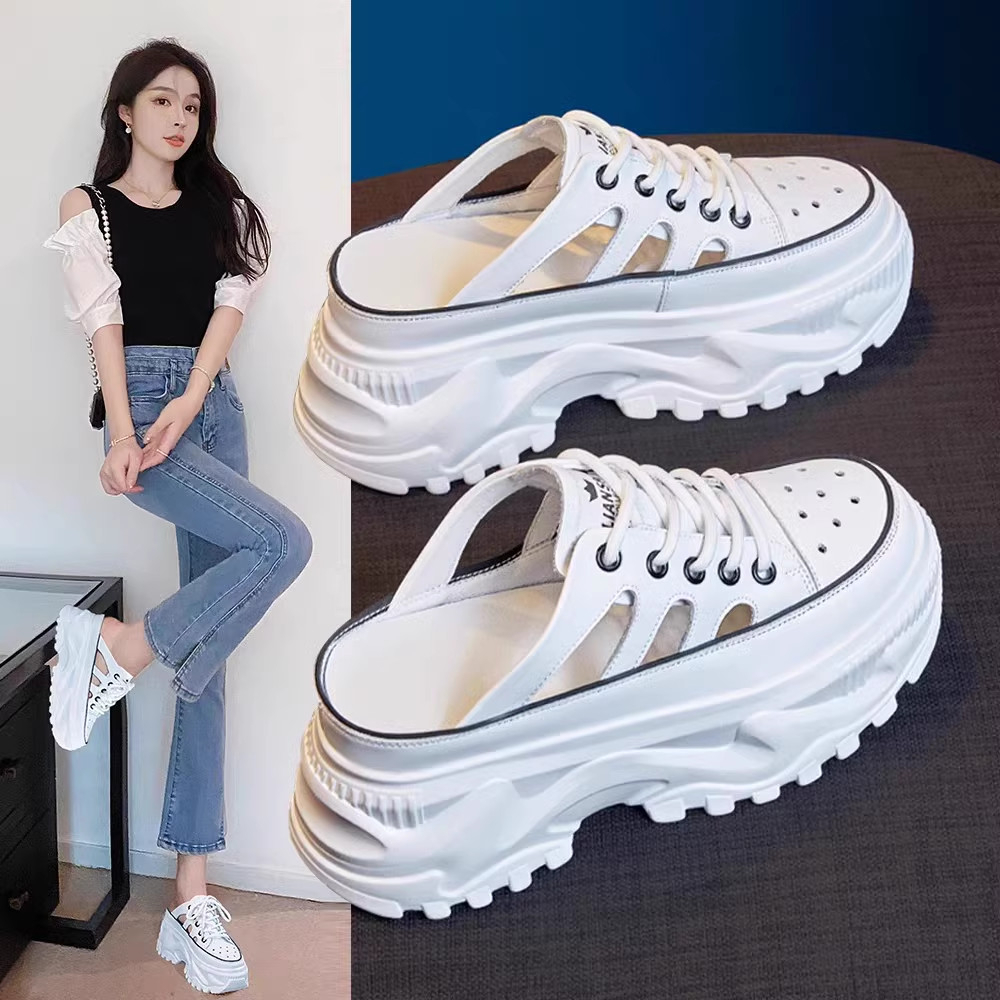 Sục thể thao nữ độn đế cao cấp 7 phân màu đen và trắng mẫu mới