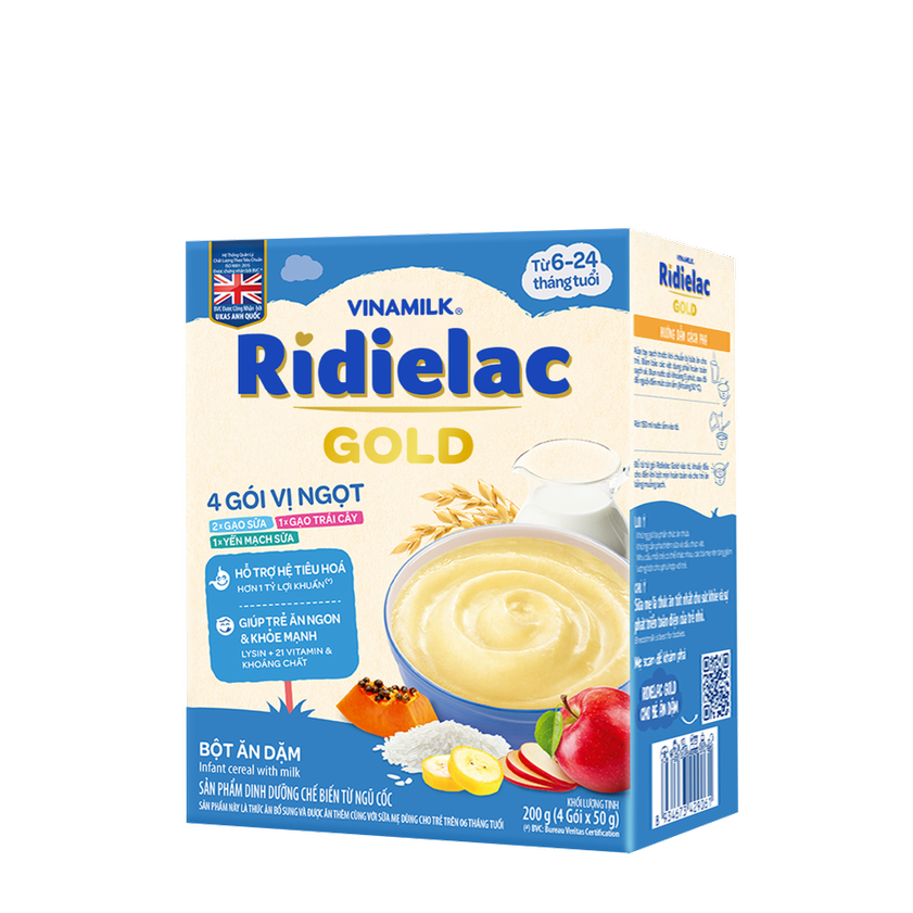 Combo 2 hộp Bột Ăn Dặm 4 gói vị ngọt Ridielac Gold - Hộp 4 gói 50g