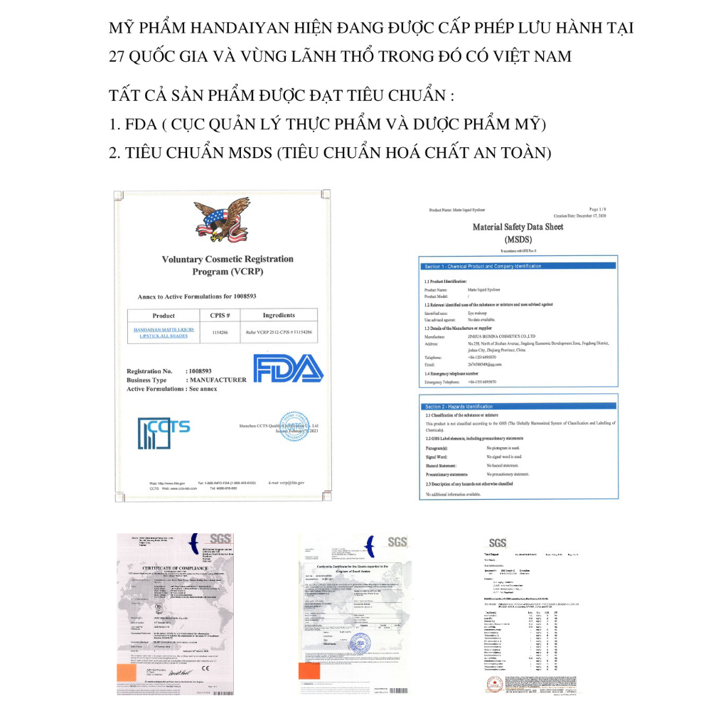 Bút Kẻ Chân Mày HANDAIYAN Thiết Kế 4 Mũi Phẩy Sợi Sắc Nét Lâu Trôi 3.5g B2