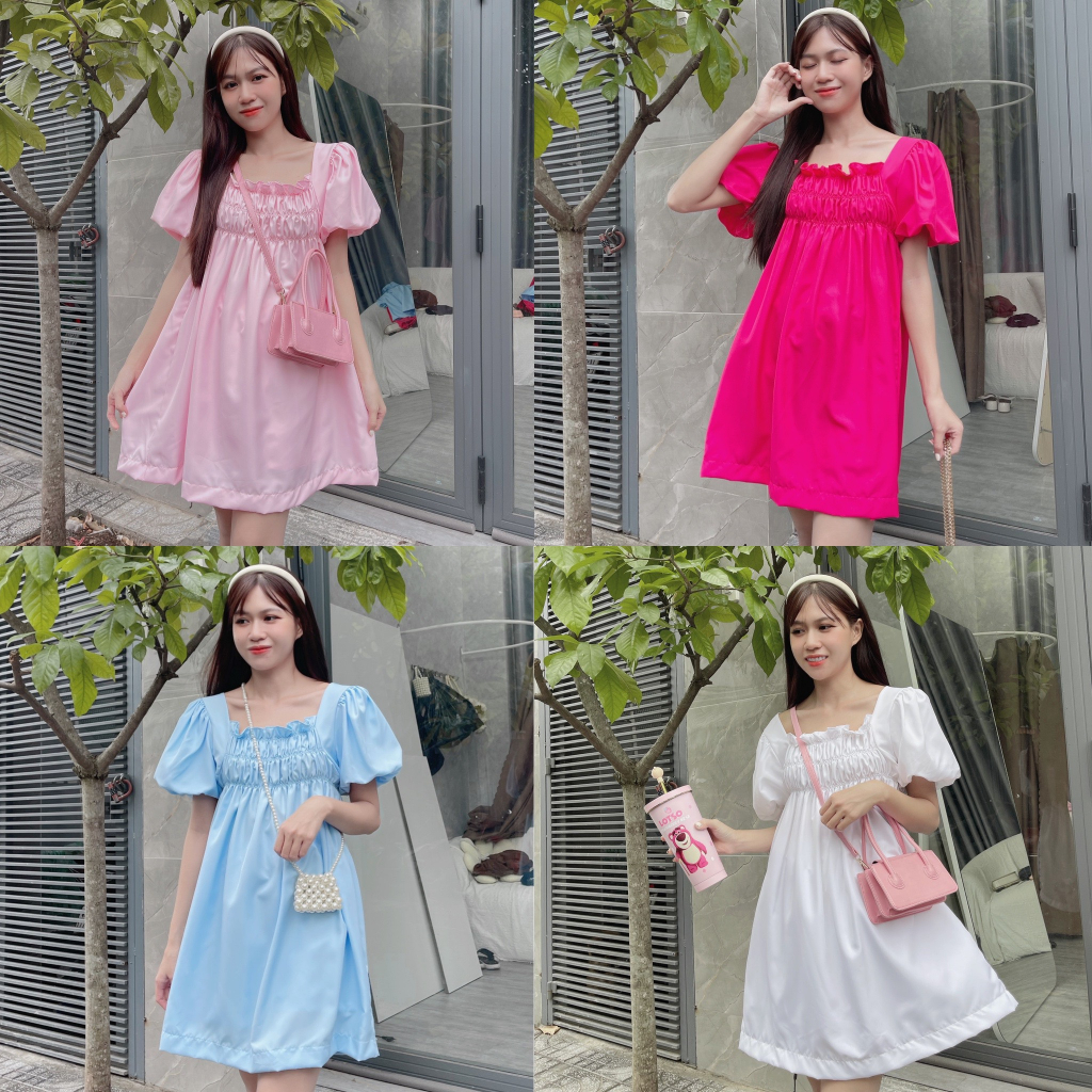 Set babydoll tay bồng chun kèm quần đùi