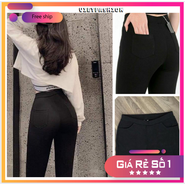 Quần Legging Nữ 4 túi - Quần legging Nữ Cạp cao chất cotton co giãn 4 chiều siêu mềm mịn thoáng khí mặc cực mát - SVFQ09