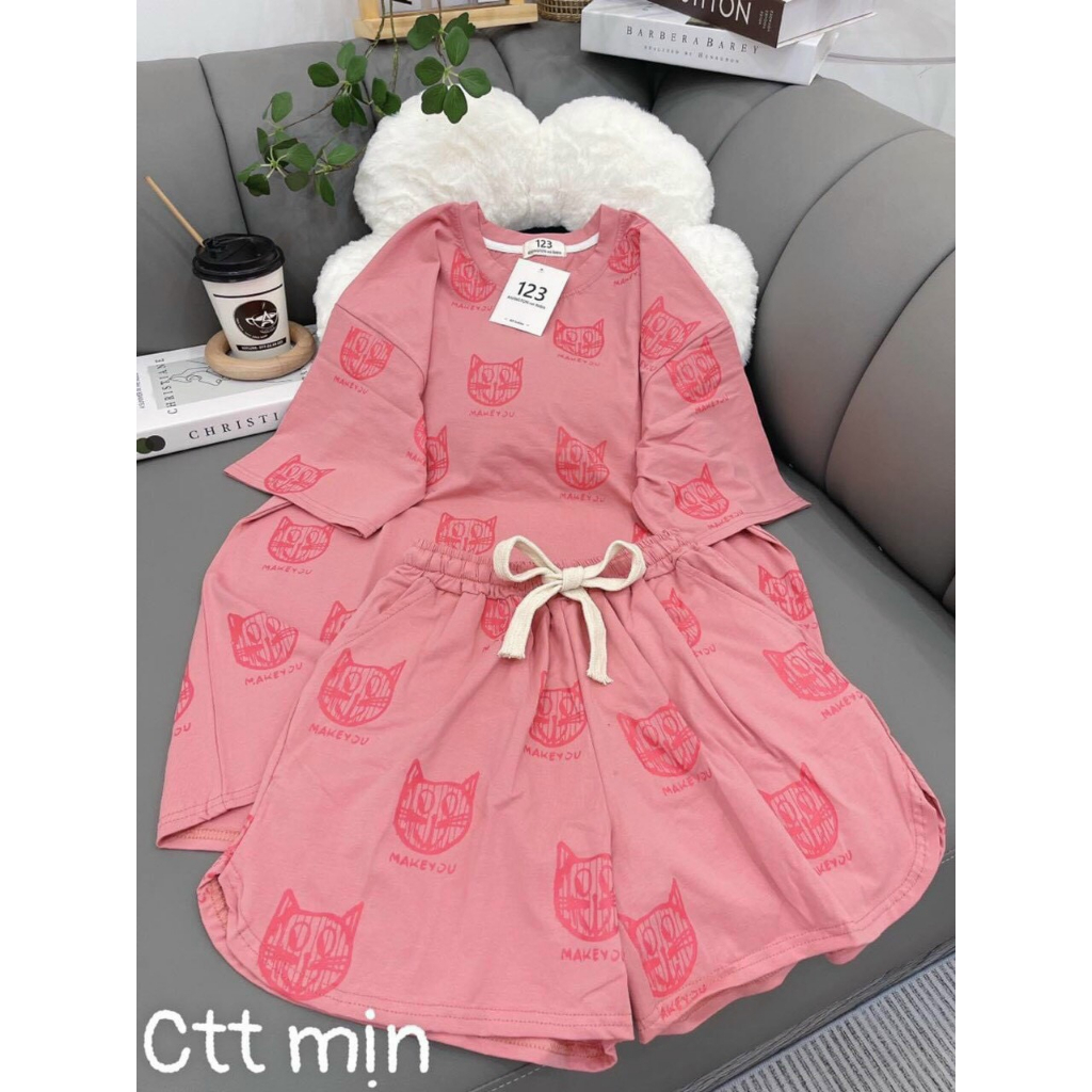 Set bộ đùi in 3D, set bộ thun nữ from rộng nhiều màu in MẶT MÈO, đồ bộ thun nữ đi chơi, mặc nhà, mặc hè xinh