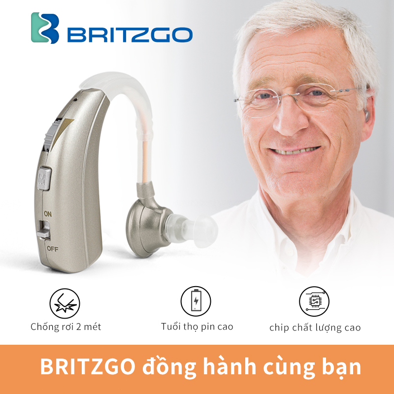 Britzgo Máy trợ thính Hearing Aids siêu nhỏ Bộ khuếch đại không dây tính phí giảm tiếng ồn Người già tuổi đa âm thanh