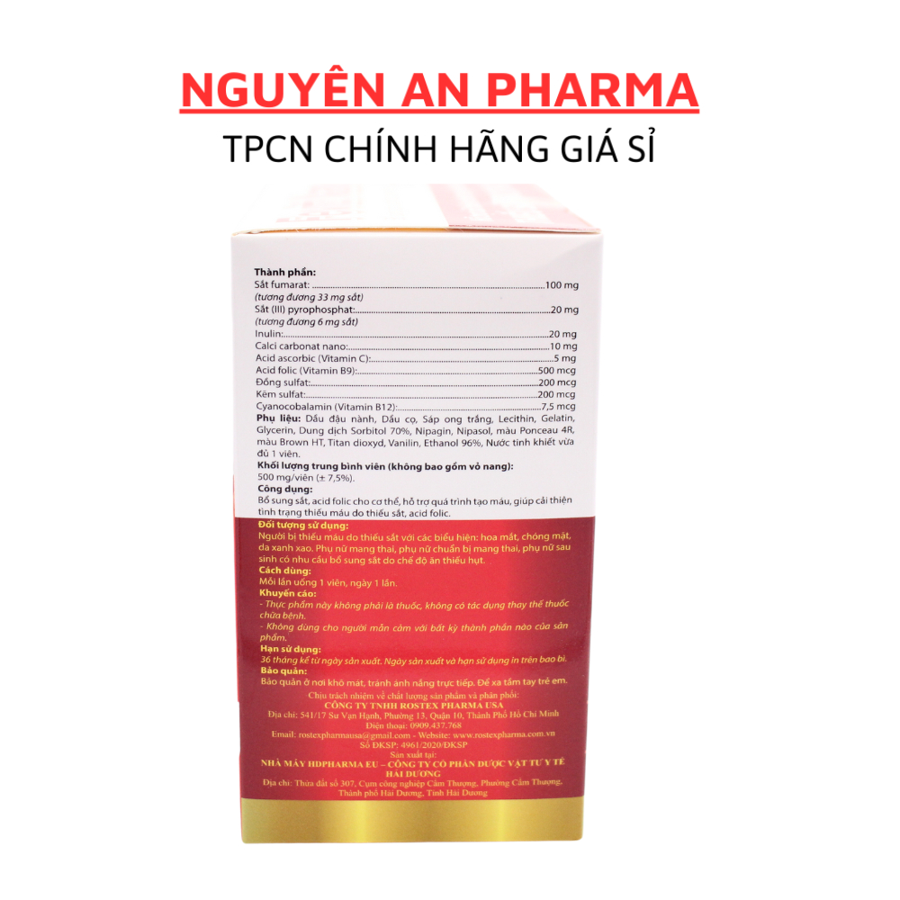 Viên sắt Fevitt Nano Bổ sung sắt hữu cơ cho bà bầu, mẹ cho con bú, giảm thiếu máu, bổ sung acid folic - 100 Viên