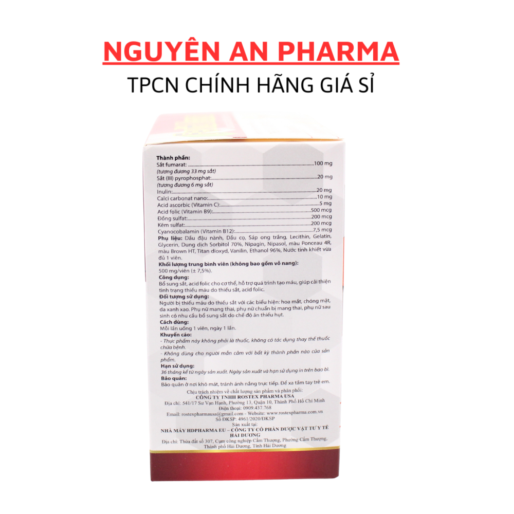 Viên sắt Fevitt Nano Bổ sung sắt hữu cơ cho bà bầu, mẹ cho con bú, giảm thiếu máu, bổ sung acid folic - 100 Viên