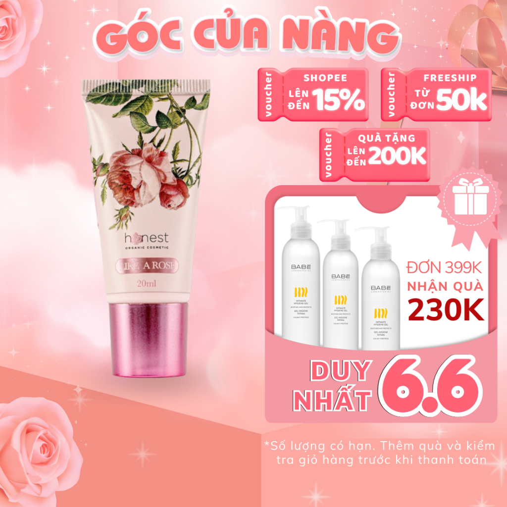 Kem dưỡng da Honest Beauty Like The Rose 20ml tạo má Hồng hữu cơ, tự nhiên không make up