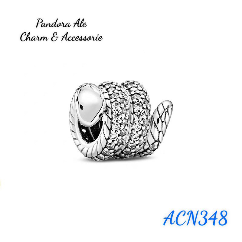 CHARM PAN ALE HÌNH CON RẮN ĐÍNH ĐÁ TRẮNG CAO CẤP