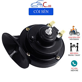 Combo 2 còi sên Đức Northwest 12V hoặc 24V ô tô màu sắc đen, chất liệu sắt, thép hợp kim