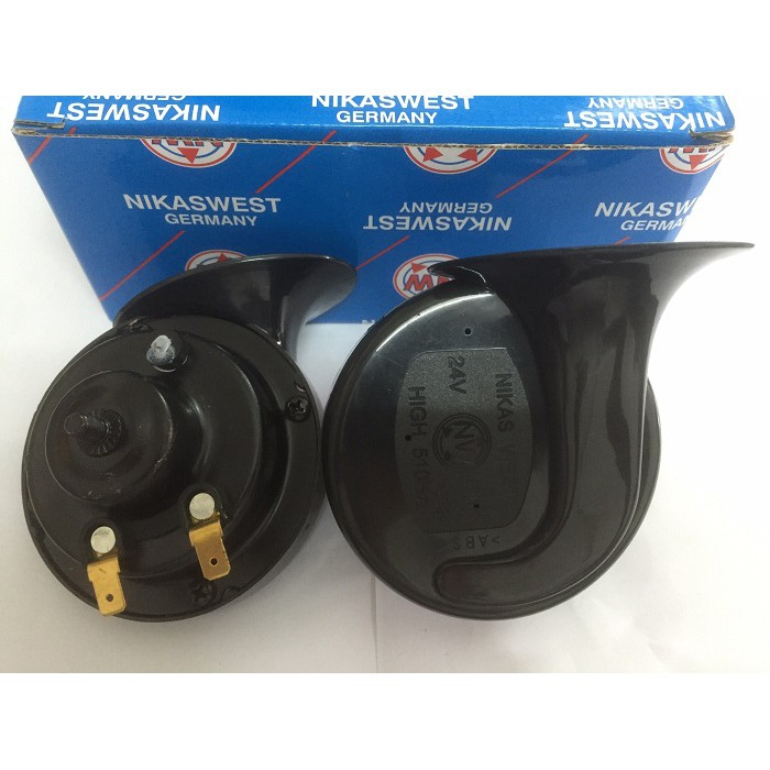 Combo 2 còi sên Đức Northwest 12V hoặc 24V ô tô màu sắc đen, chất liệu sắt, thép hợp kim