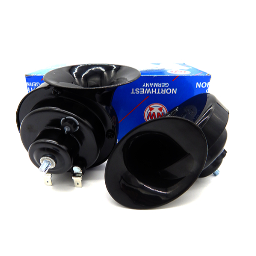 Combo 2 còi sên Đức Northwest 12V hoặc 24V ô tô màu sắc đen, chất liệu sắt, thép hợp kim