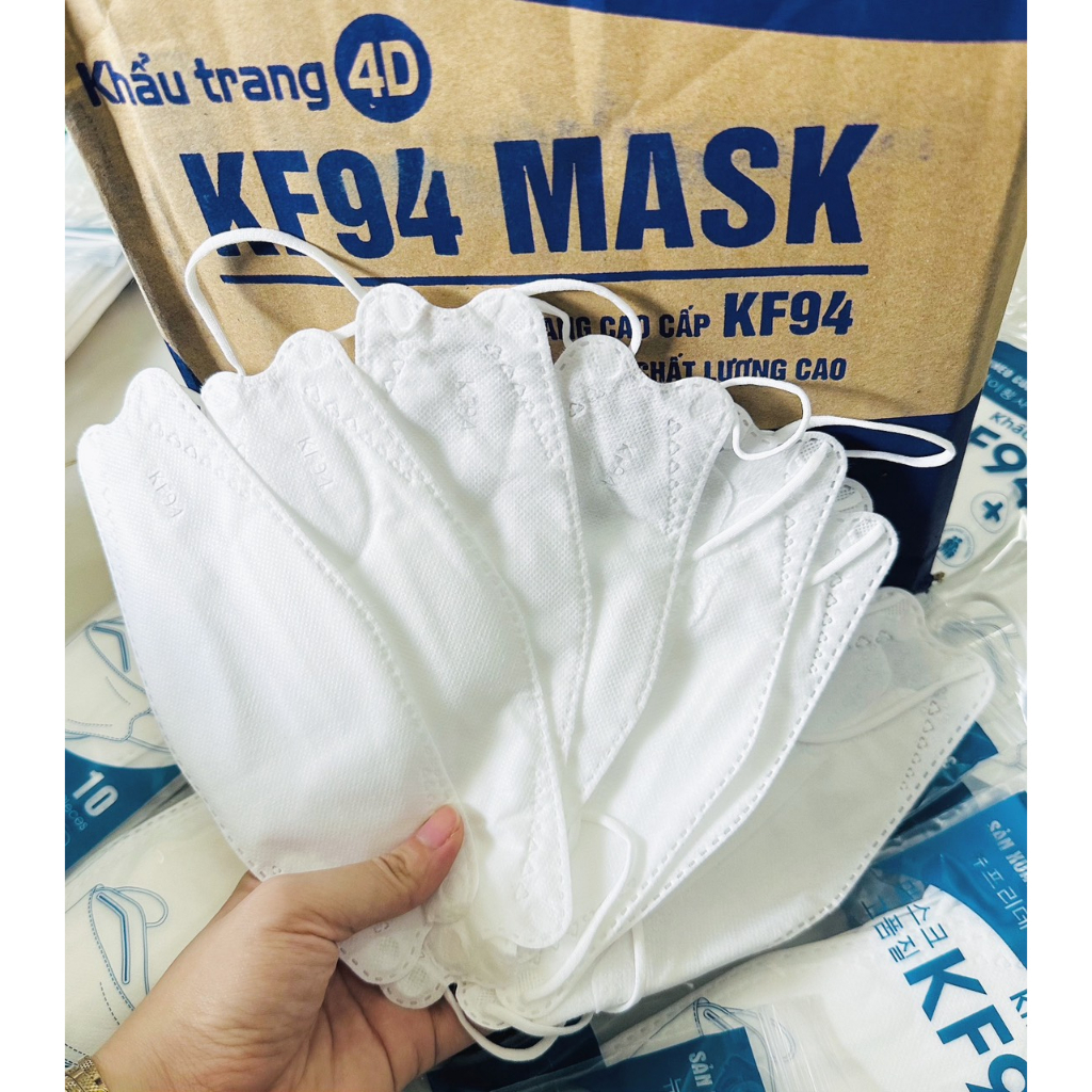 Combo 100 chiếc Khẩu Trang Y Tế 4 Lớp KF94 Màu Trắng Chống Bụi Mịn , Hàng Kháng Khuẩn Cao Cấp