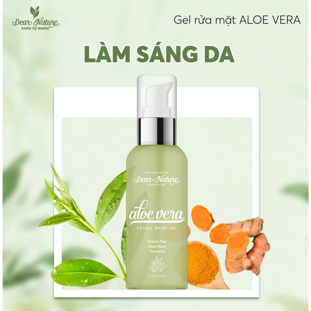 Sữa rửa mặt trà xanh nha đam nghệ Dear Nature Khỏe Tự Nhiên Natural Facial Wash 100ml sạch sâu dịu nhẹ không khô da