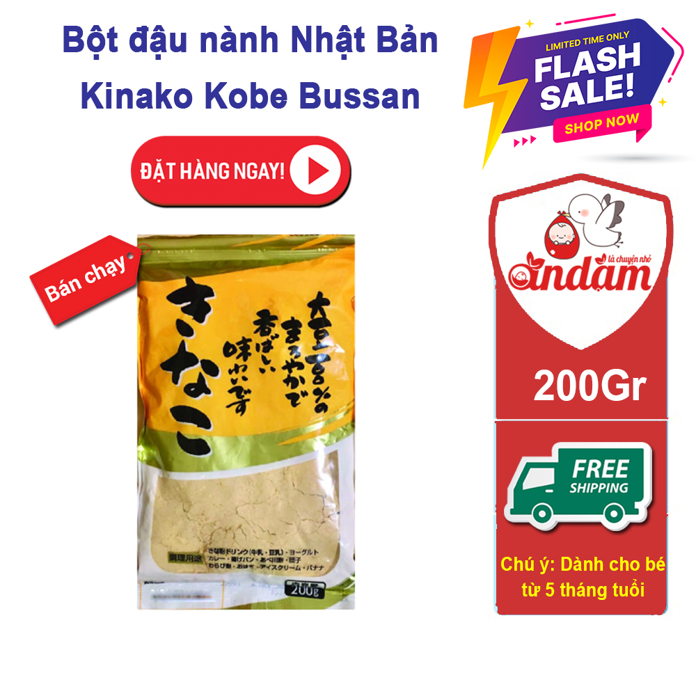 Bột đậu nành Kinako Kobe Bussan 200g Nhật Bản, dùng trong ăn dặm kiểu nhật.