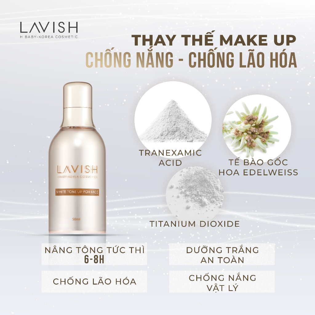 KEM DƯỠNG TRẮNG DA THAY THẾ MAKE UP FOR FACE LAVISH H BABY 50ml