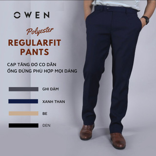 OWEN - Quần âu nam REGULARFIT cạp tăng đơ co dãn chất Polyester - Quần tây nam Owen
