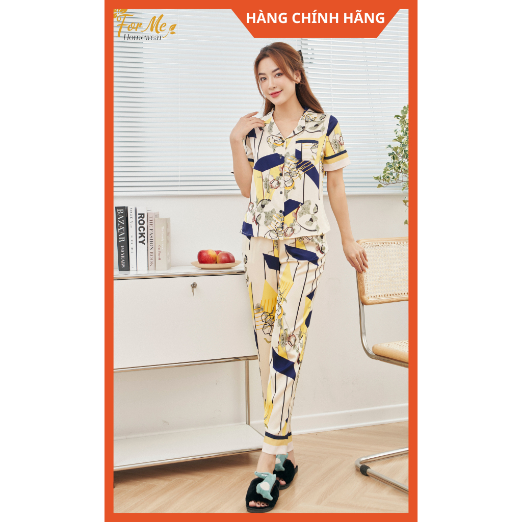 Bộ Lụa Giấy mềm mịn Ngắn Tay Quần Dài DIỆP LY 10, Hàng Chính Hãng ForMe Pijamas