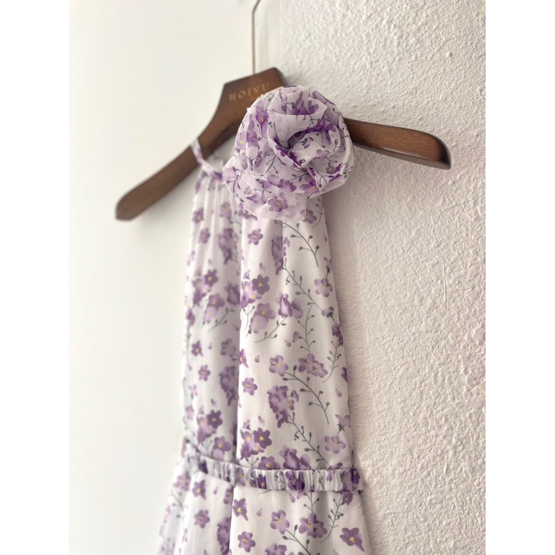 Váy yếm tơ hoa kèm belt Violet