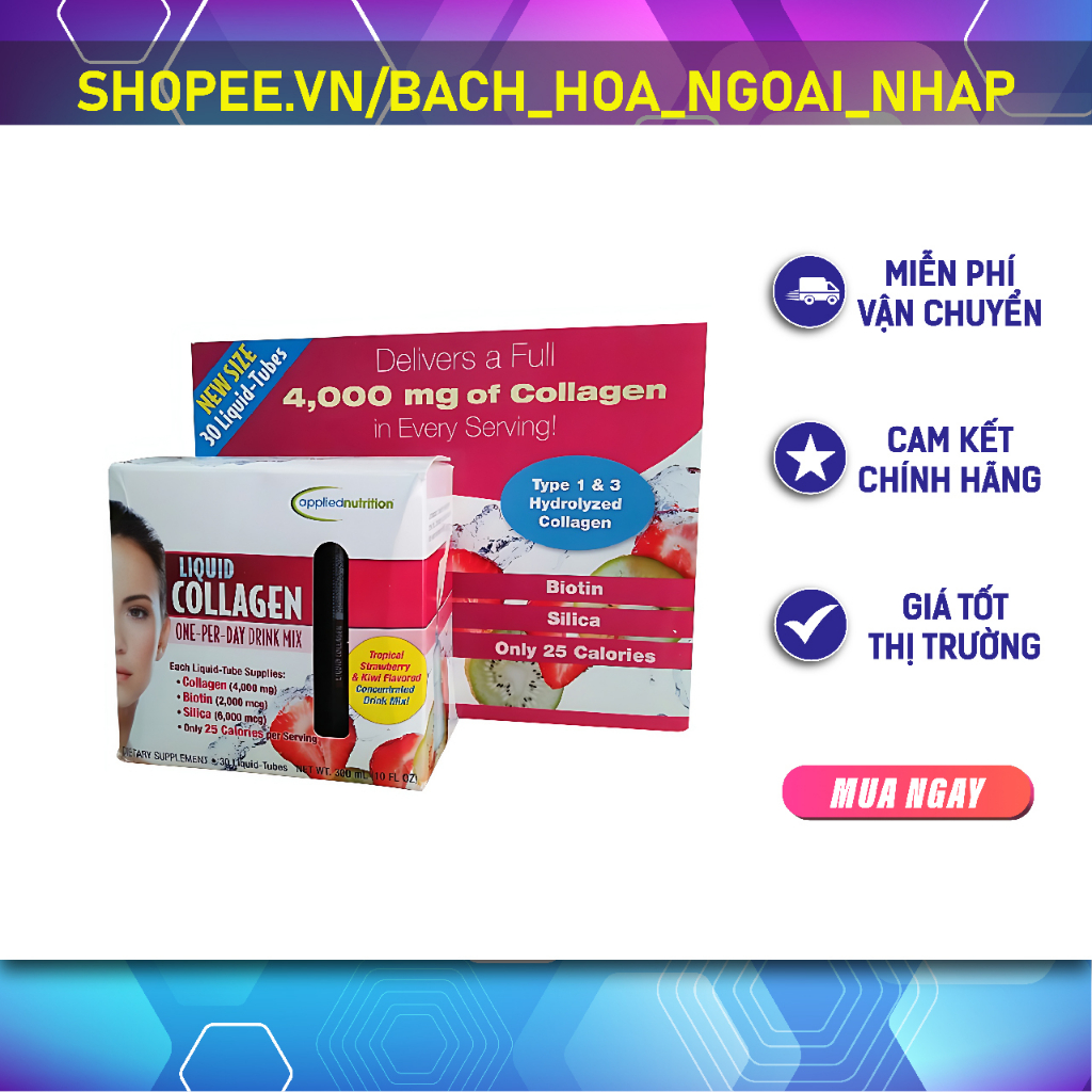 Nước Uống Đẹp Da Liquid Collagen Skin 30 tuýp của Mỹ [Date 07/2024]