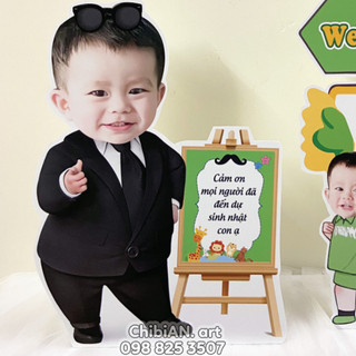 Hình chibi sinh nhật cho bé trai - Bộ trang trí để bàn sinh nhật cho bé