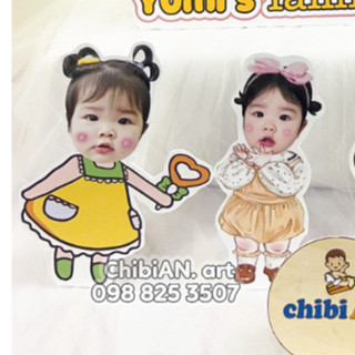 Hình chibi sinh nhật cho bé gái - Bộ trang trí để bàn sinh nhật cho bé