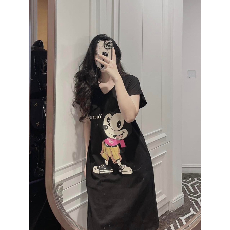 VÁY XUÔNG MICKEY CỔ TIM NỮ