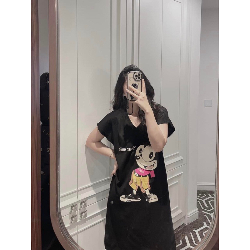 VÁY XUÔNG MICKEY CỔ TIM NỮ