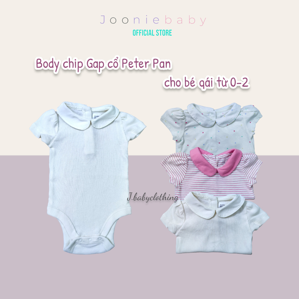 Body chip Cotton Organic xuất dư GAP cổ Peter Pan tay nhún phồng điệu đà cho bé gái từ 0-24m (Chọn mẫu)
