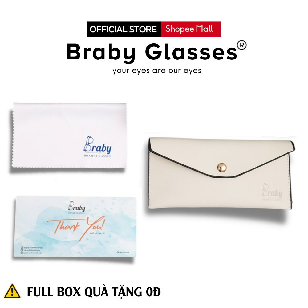 Kính râm mát nam nữ mắt vuông thiết kế thời trang chống tia UV Braby Glasses gọng nhựa họa tiết cao cấp KR29