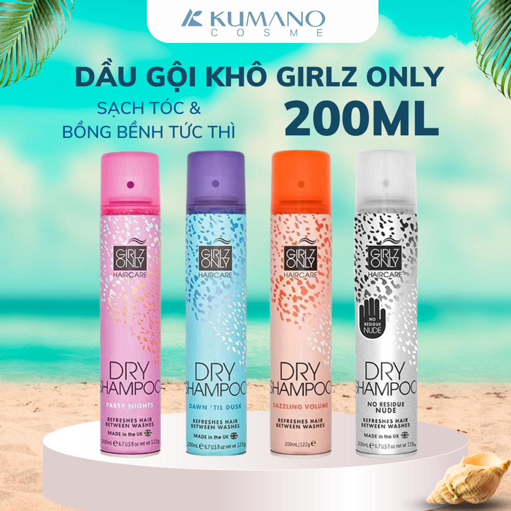 Dầu Gội Khô Girlz Only Loại Bỏ Bụ Bẩn Tóc Bồng Bềnh Tức Thì 200ml Dry Shampoo Dazzling Volume - Kumano Cosme