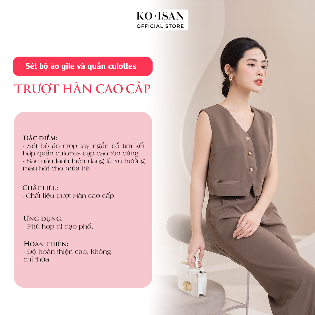 Sét bộ áo gile và quần culottes KOISAN màu nâu lạnh tôn da S2380519