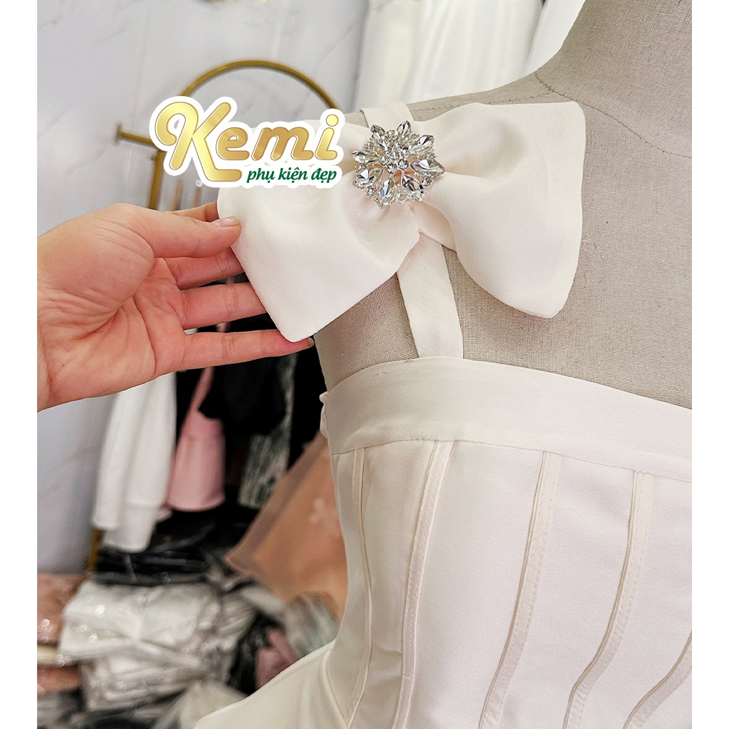 Ghim cài áo hình bông tuyét gắn đá 8 cánh size lớn 4,2cm phụ kiện gài áo váy đầm