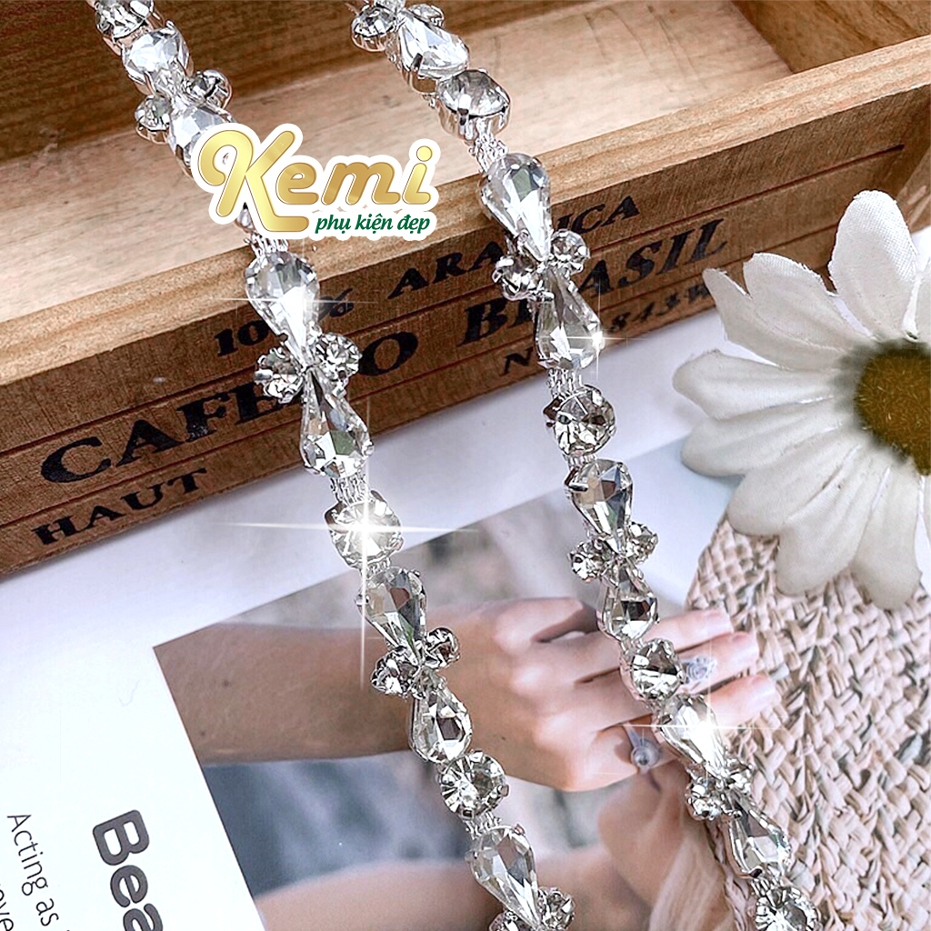 50cm Xoàn dây đá đính kết thời trang handmade sáng lấp lánh, chất liệu bền đẹp