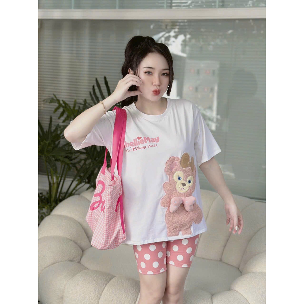 [6,6  Sales Freeship] Set bộ đùi thun ngố in gấu cute, set áo thun tay ngắn in gấu nơ mix quần đùi chấm bi dễ thương mtb