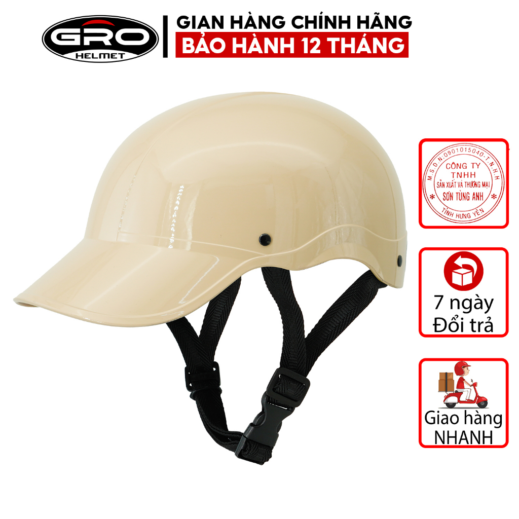 Mũ bảo hiểm lưỡi trai GRO Helmet, nón bảo hiểm thời trang mùa hè (free size)- Nhiều màu