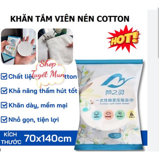 Khăn tắm viên nén du lịch 70x140cm, khăn mặt nén 20x22cm .