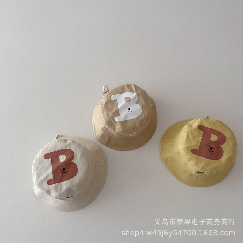 Mũ vành hình mặt cười có quai điều chỉnh cho bé, mũ vành mùa hè cho bé