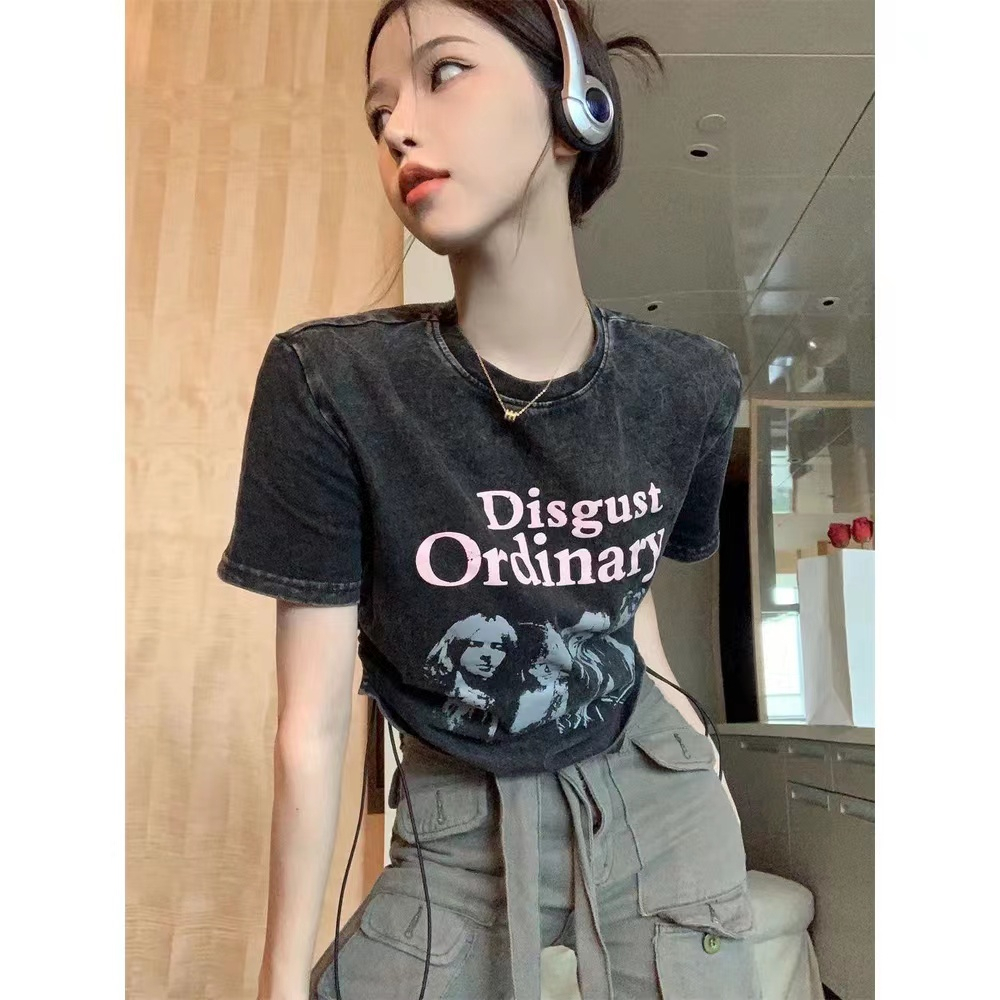 Set Đồ Đôi nam nữ người yêu mùa hè áo thun tay lỡ và croptop babytee dây rút tặng kèm túi xách tote đi học L66