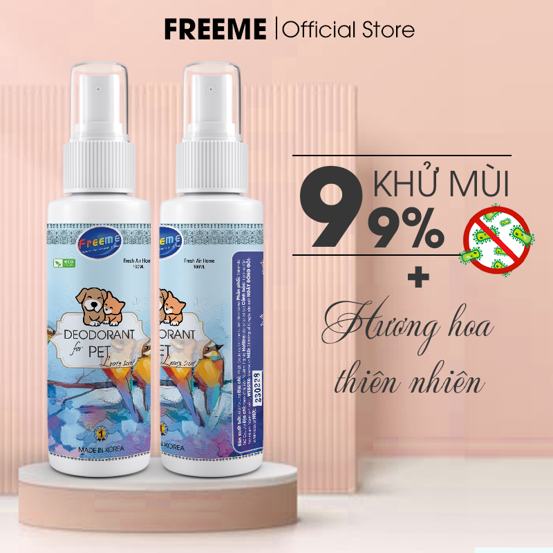 Xịt khử mùi chó mèo Freeme Hàn Quốc khử khuẩn loại bỏ mùi hôi từ nước tiểu trong cát nệm chuồng thú cưng trong nhà KMCM1