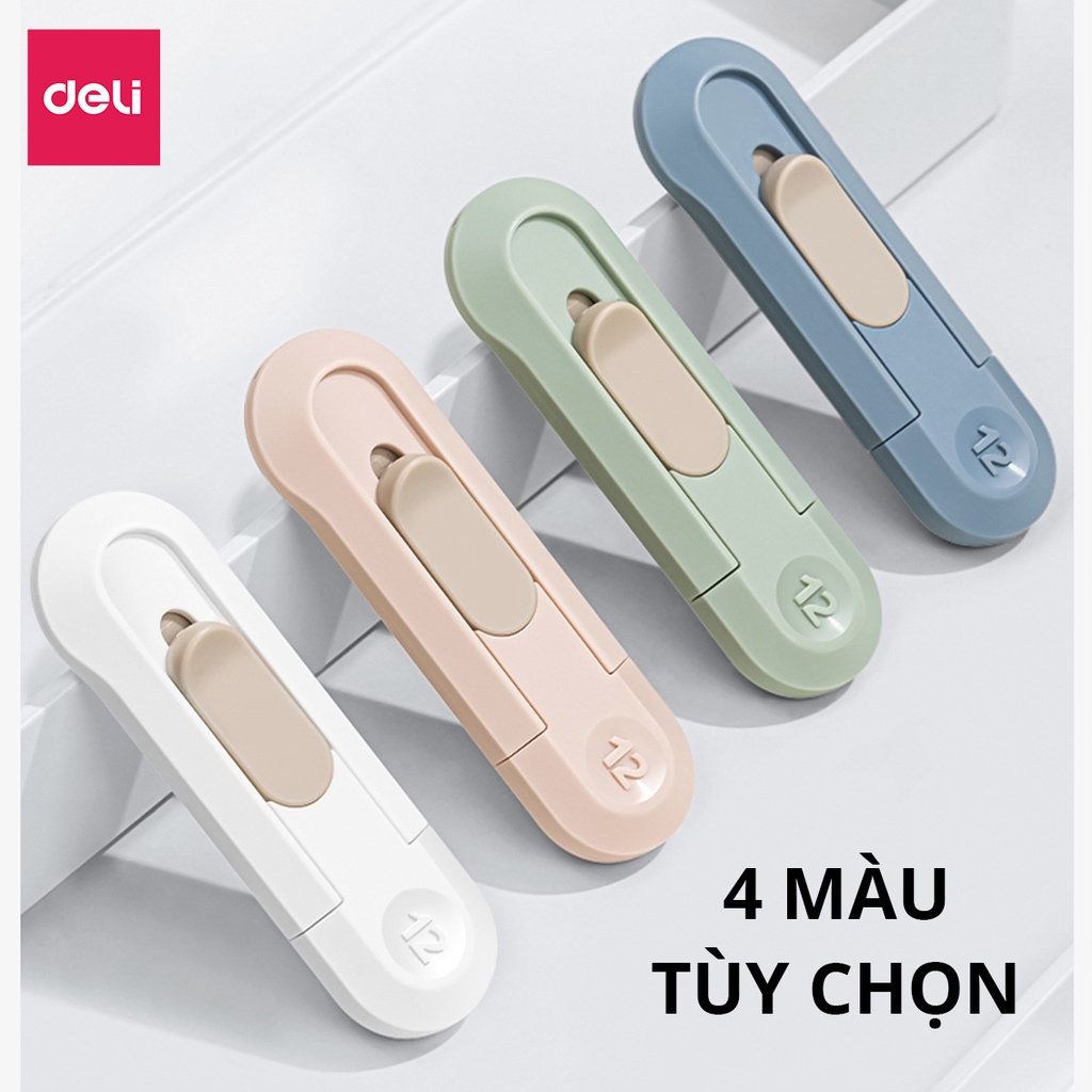 Dao rọc giấy Deli cao cấp lưỡi thép không gỉ SK5 - Dao rọc mini bỏ túi kim loại tiện lợi văn phòng học sinh