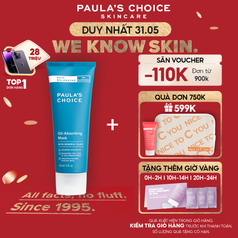 Mặt nạ giảm dầu Paula's Choice Skin Balancing Oil Absorbing Mask 118ml 2750