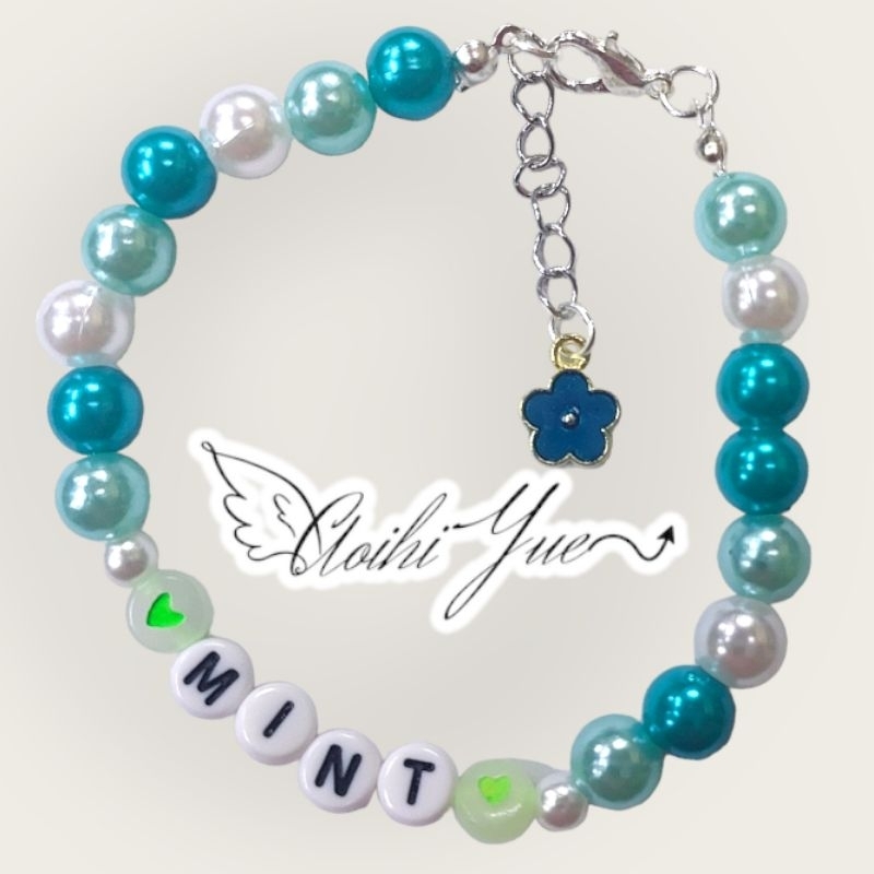 Vòng tay hạt bẹt, hạt cườm nhựa giả ngọc trai mix màu thay chữ theo yêu cầu