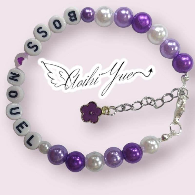 Vòng tay hạt bẹt, hạt cườm nhựa giả ngọc trai mix màu thay chữ theo yêu cầu