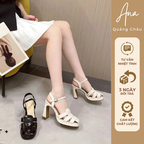 Sandal cao gót bít mũi gót 9p - Hàng QC cao cấp- kèm video thật-Ana Quảng Châu