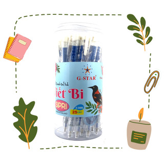 Lon 25 cây bút viết bi bấm Gstar Sippri / Sipri thân trong suốt ngòi 0.5mm Thái Lan mực xanh / đỏ / đen