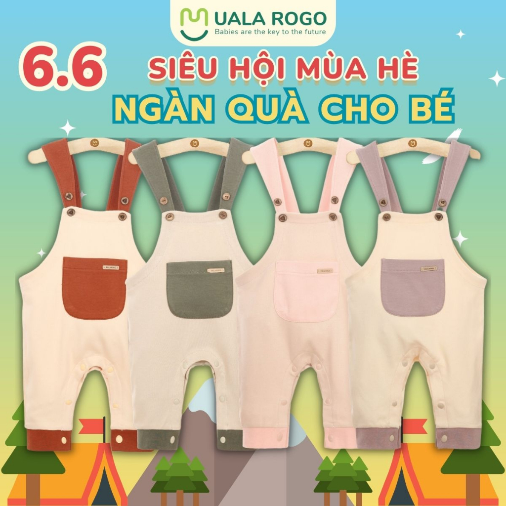 Bộ quần yếm siêu cute Ualarogo 3 tháng-2 tuổi cotton quai đeo xinh xắn liền quần 3994
