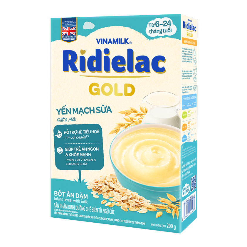 Combo 2 hộp Bột Ăn Dặm Yến mạch sữa Ridielac Gold - Hộp giấy 200g